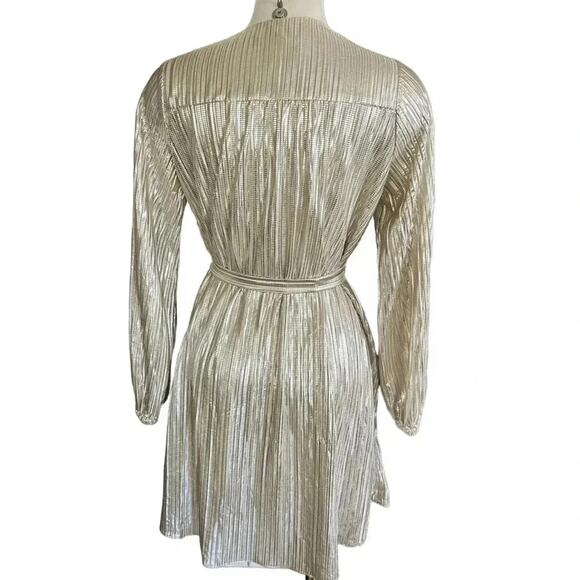 BOSTON PROPER Metallic Pleated Long Sleeve Dress Size M - Picture 10 of 12